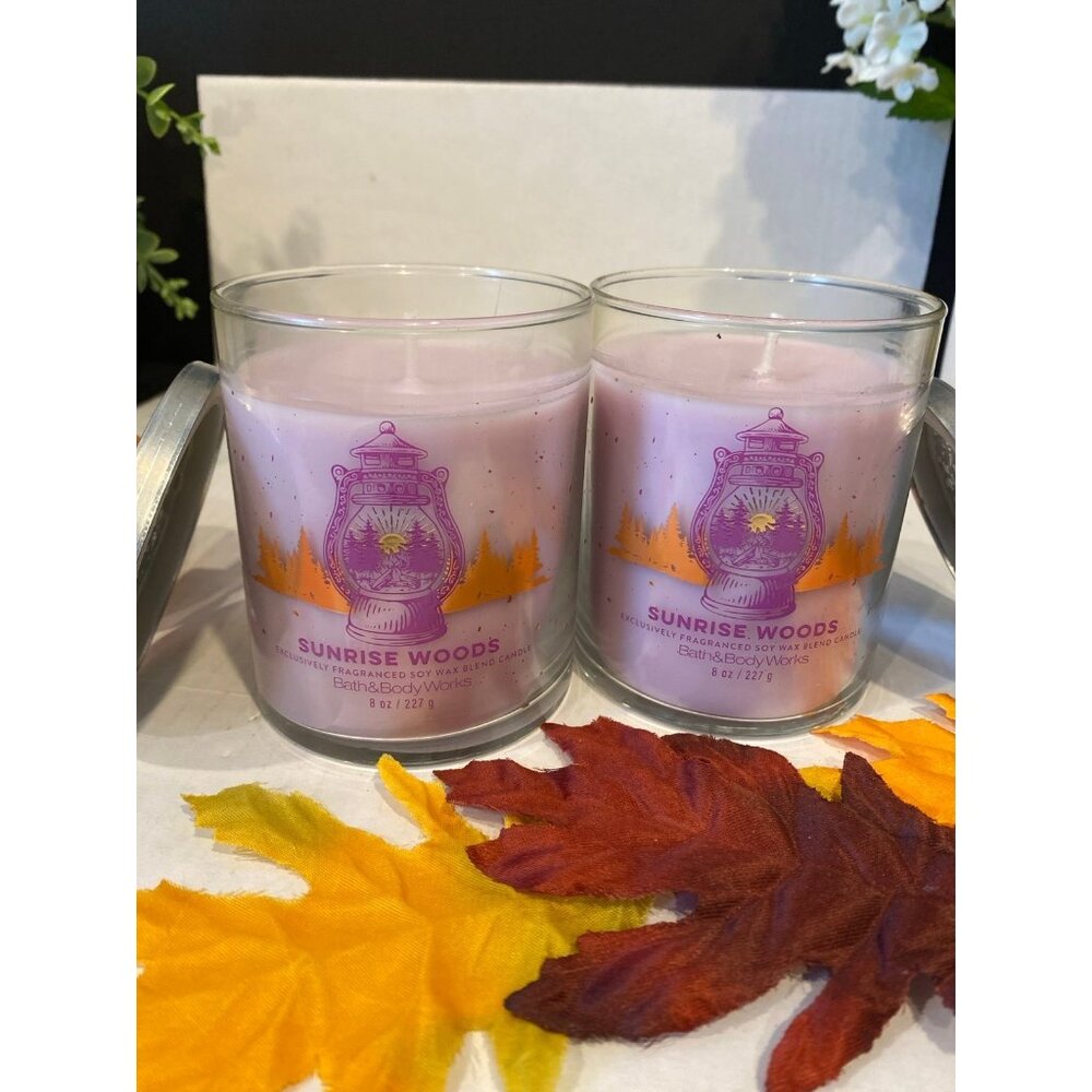 Bath & Body Works "Sunrise Woods" New Single Wick Candles X 2